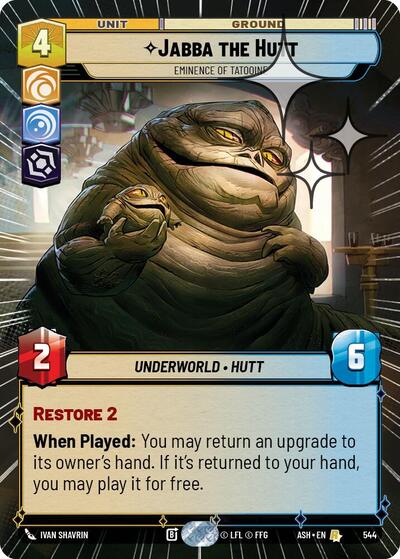 Jabba the Hutt - Eminence of Tatooine (Hyperspace Foil) Ashes of the Empire Rare Star Wars Unlimited card — value and price
