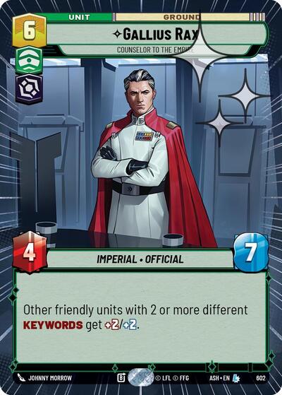 Gallius Rax - Counselor to the Empire (Hyperspace Foil) Ashes of the Empire Legendary Star Wars Unlimited card — value and price