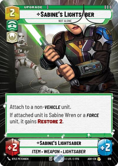 Sabine's Lightsaber - Not Alone (Hyperspace Foil) Ashes of the Empire Rare Star Wars Unlimited card — value and price