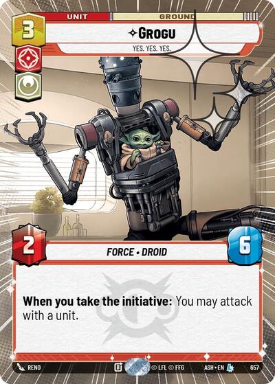 Grogu - Yes. Yes. Yes. (Hyperspace Foil) Ashes of the Empire Legendary Star Wars Unlimited card — value and price