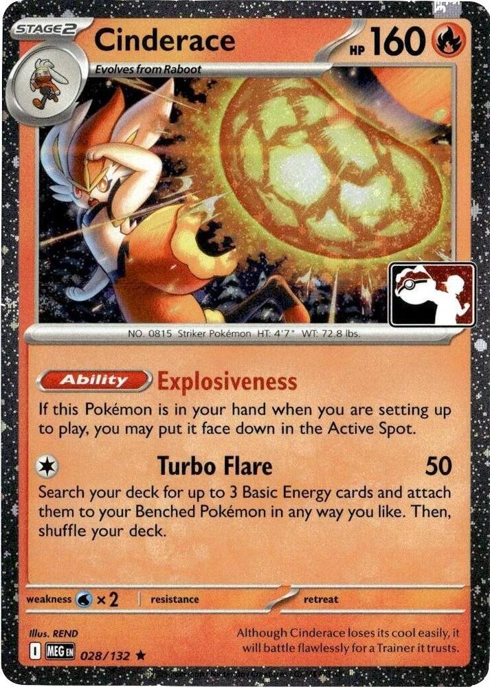 cinderace pokemon card holographic Cinderace - 028/132 (Cosmos Holo) - Prize Pack Series Cards