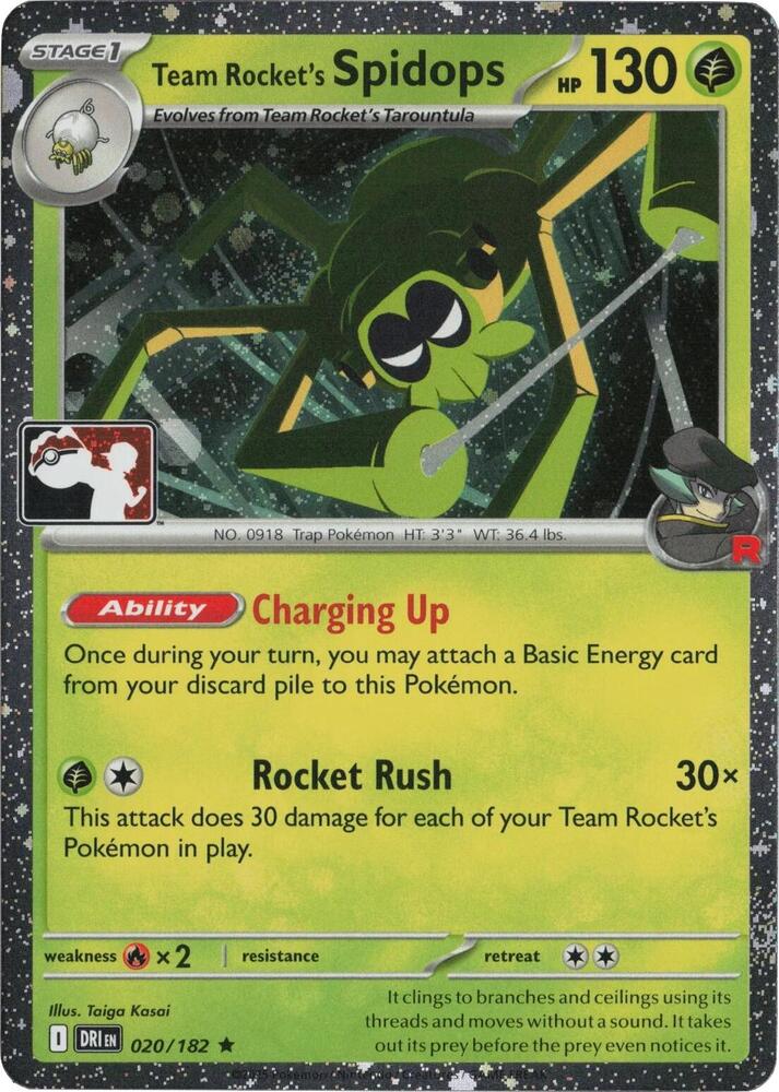 Space Center NASA プロモ ポケモンカード　ポケカ Team Rocket's Spidops - 020/182 (Cosmos Holo) - Prize Pack Series