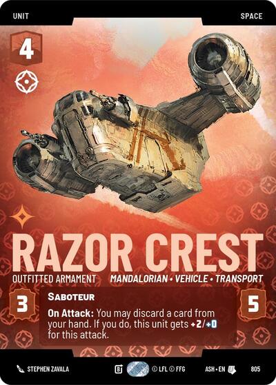 Razor Crest - Outfitted Armament (Prestige) Ashes of the Empire Uncommon Star Wars Unlimited card — value and price