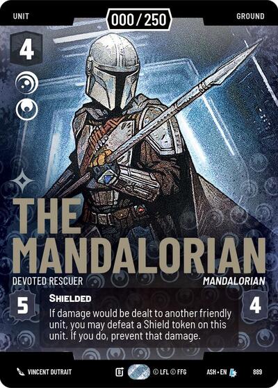 The Mandalorian - Devoted Rescuer (Serialized) Ashes of the Empire Legendary Star Wars Unlimited card — value and price