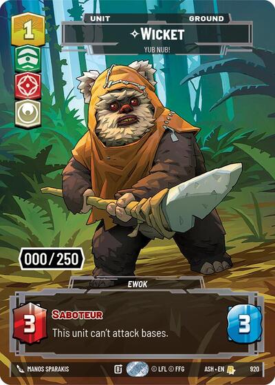 Wicket - Yub Nub! (Serialized) Ashes of the Empire Rare Star Wars Unlimited card — value and price