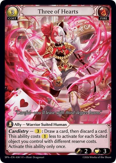 Three of Hearts card