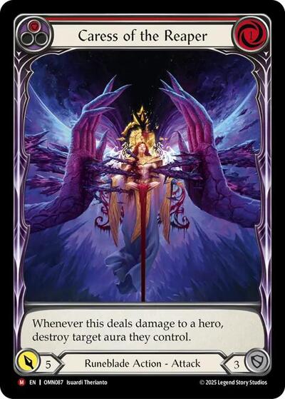 Caress of the Reaper (Extended Art) Omens of the Third Age Majestic Flesh and Blood card — value and price