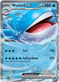 Wailord ex #016/084 from ME05: Pitch Black pre-release Pokemon card image
