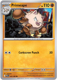 Primeape #043/084 from ME05: Pitch Black pre-release Pokemon card image
