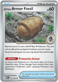 Antique Armor Fossil #072/084 from ME05: Pitch Black pre-release Pokemon card image