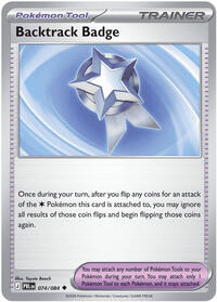 Backtrack Badge #074/084 from ME05: Pitch Black pre-release Pokemon card image