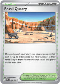 Fossil Quarry #076/084 from ME05: Pitch Black pre-release Pokemon card image