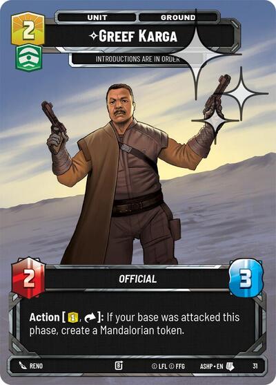 Greef Karga (Foil) Ashes of the Empire - Weekly Play Promos Uncommon Star Wars Unlimited card — value and price