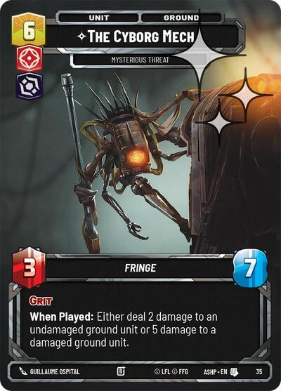 The Cyborg Mech - Mysterious Threat (Foil) Ashes of the Empire - Weekly Play Promos Uncommon Star Wars Unlimited card — value and price
