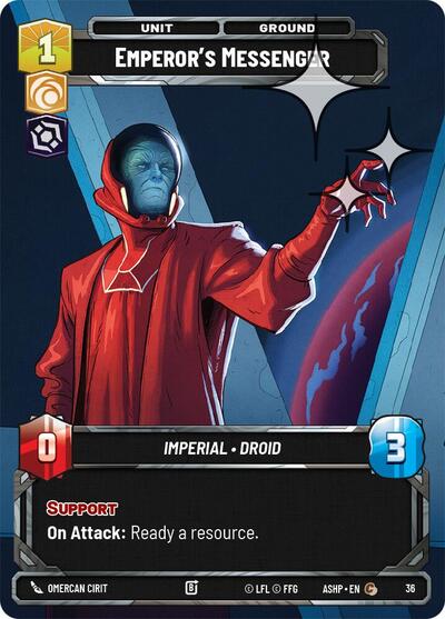Emperor's Messenger (Foil) Ashes of the Empire - Weekly Play Promos Common Star Wars Unlimited card — value and price