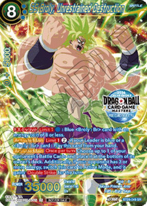 ドラゴンボールカード　Game SS Broly ブロリー　レア SS Broly, Unrestrained Destruction (2026 Championship Regionals