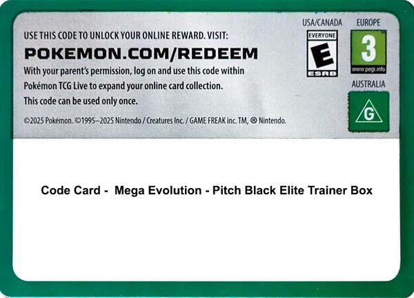Code Card - Pitch Black Elite Trainer Box