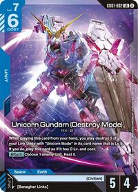 Unicorn Gundam (Destroy Mode) - Gundam Card Game Deck Build Box Freedom Ascension trading card