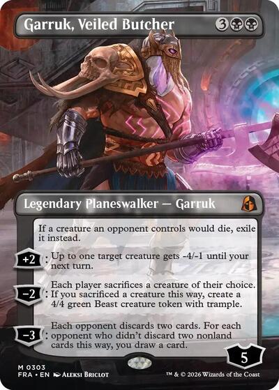 Garruk, Veiled Butcher (Borderless) FRA 303 Magic card