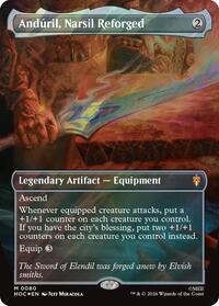 Anduril, Narsil Reforged (Borderless) (Surge Foil) - Magic: The Gathering The Hobbit: Eternal-Legal trading card