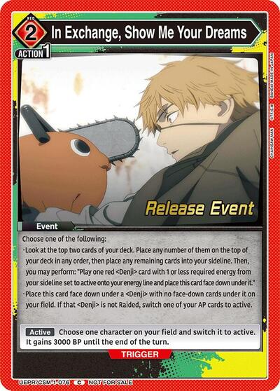 In Exchange, Show Me Your Dreams card