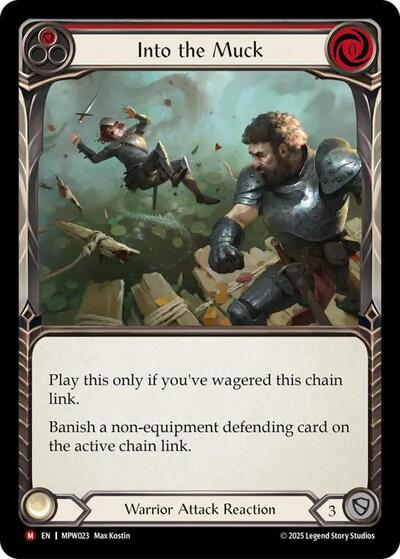 Into the Muck — Rainbow Foil Mastery Pack Warrior Majestic Flesh and Blood card — value and price