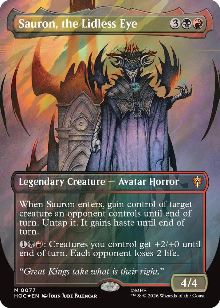 Sauron, the Lidless Eye (Borderless) (Surge Foil), The Hobbit: Eternal-Legal card number 77