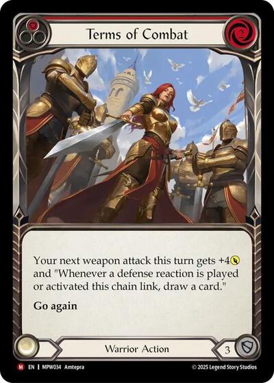 Terms of Combat — Rainbow Foil Mastery Pack Warrior Majestic Flesh and Blood card — value and price