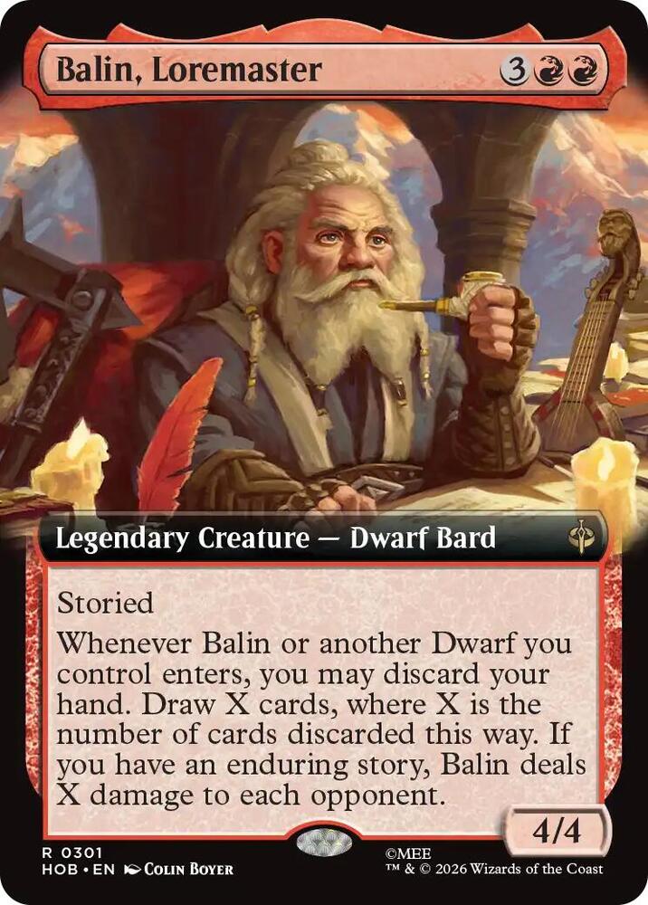 Balin, Loremaster (Extended Art), The Hobbit card number 301