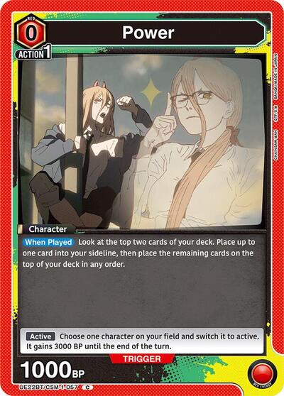 Power (057) (Box Topper Foil) UE22BT: CHAINSAW MAN Common Union Arena card — value and price