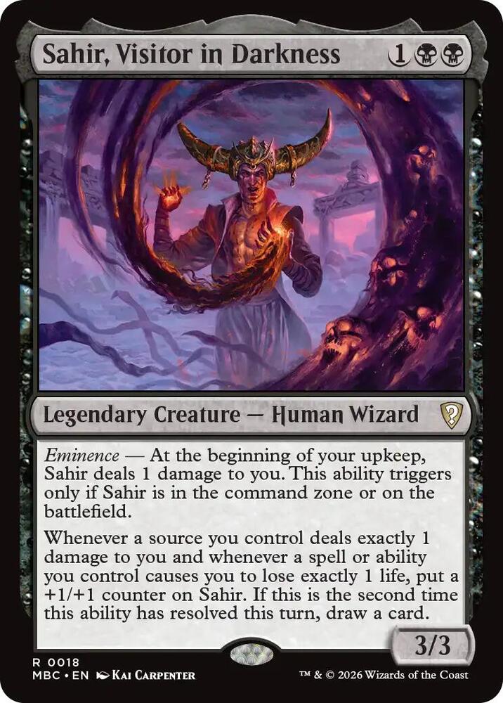 Sahir, Visitor in Darkness, Mystery Booster Commander Edition card number 18