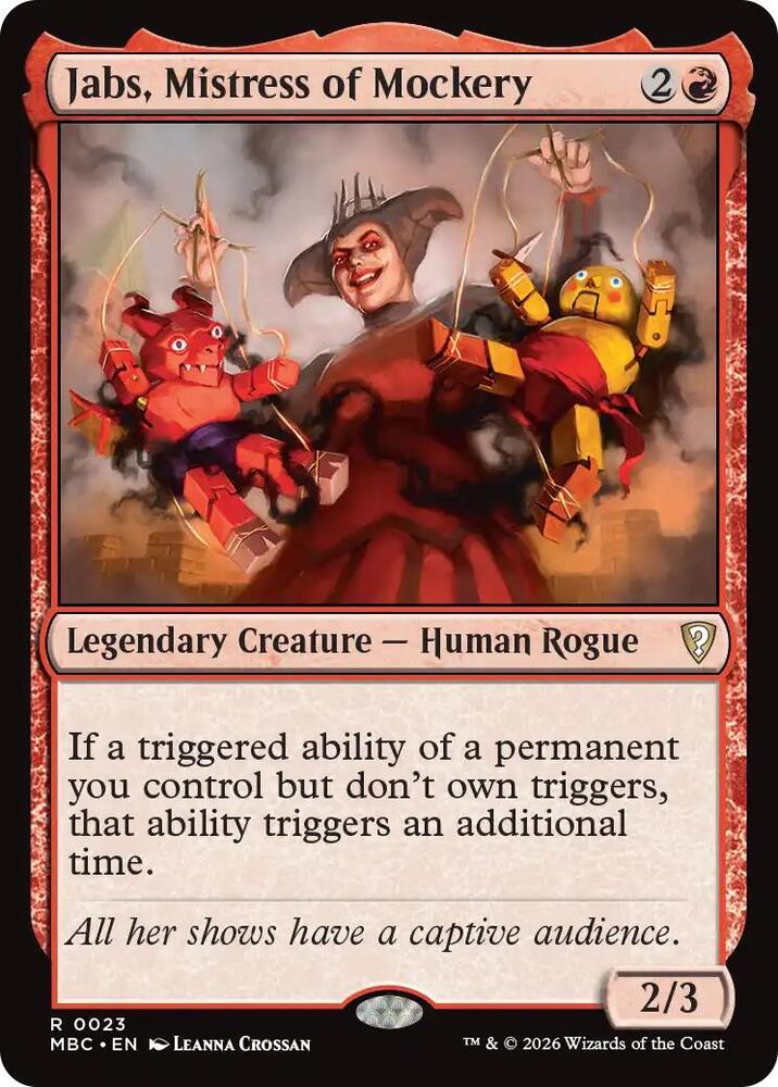 Jabs, Mistress of Mockery, Mystery Booster Commander Edition card number 23
