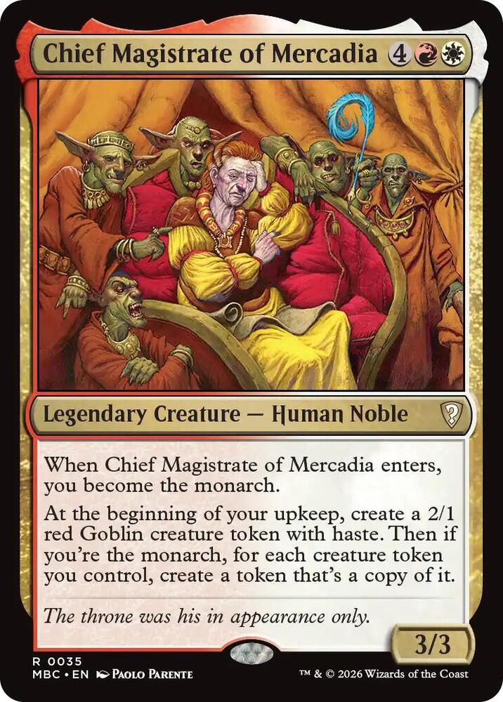 Chief Magistrate of Mercadia, Mystery Booster Commander Edition card number 35