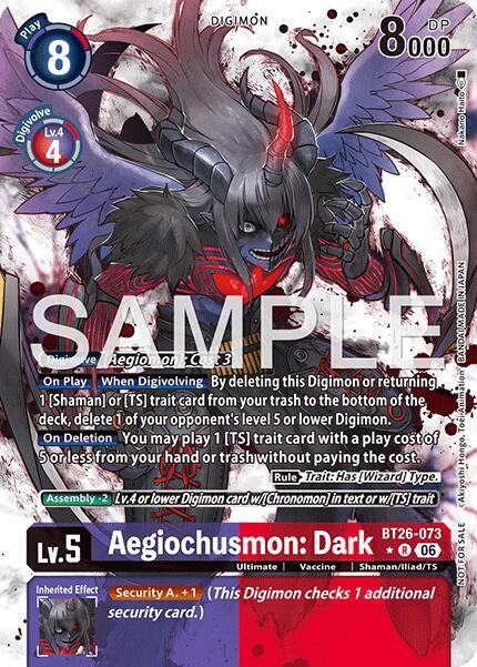 Aegiochusmon: Dark (Alternate Art), Timeless Bonds card number BT26-073 R