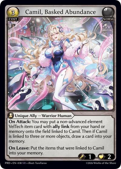 Camil, Basked Abundance .asphodel/paradise Super Rare Grand Archive card — value and price