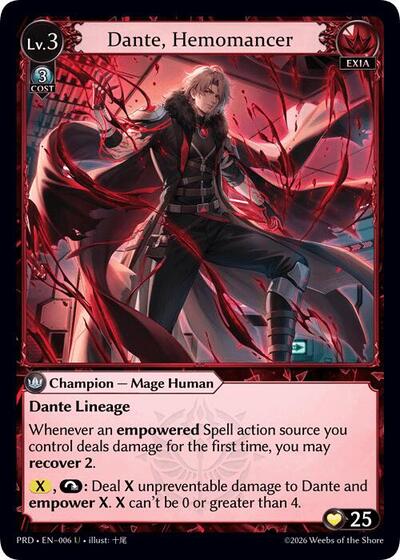 Dante, Hemomancer .asphodel/paradise Uncommon Grand Archive card — value and price