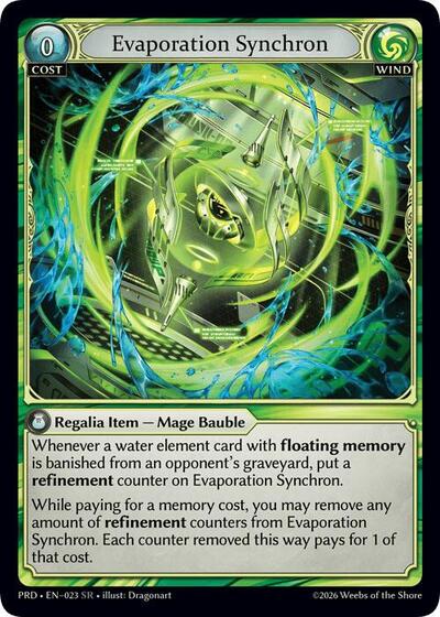 Evaporation Synchron .asphodel/paradise Super Rare Grand Archive card — value and price