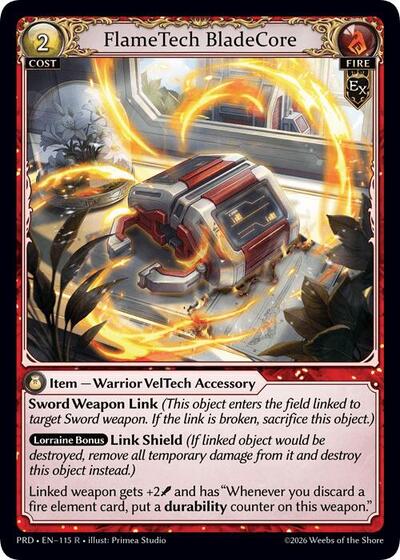 FlameTech BladeCore .asphodel/paradise Rare Grand Archive card — value and price