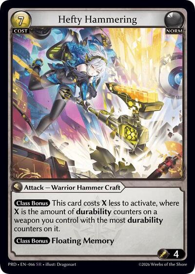 Hefty Hammering card