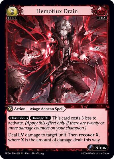Hemoflux Drain — Foil .asphodel/paradise Uncommon Grand Archive card — value and price
