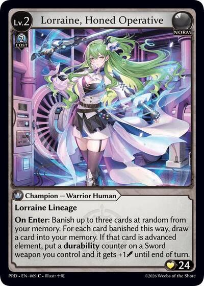 Lorraine, Honed Operative .asphodel/paradise Common Grand Archive card — value and price