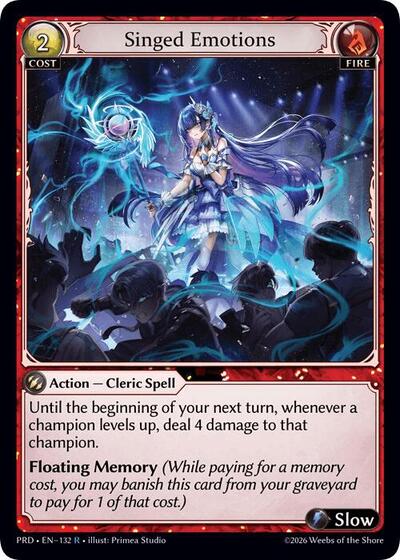 Singed Emotions — Foil .asphodel/paradise Rare Grand Archive card — value and price