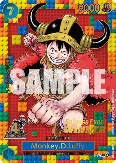 Monkey.D.Luffy (4th Anniversary) (Winner) One Piece Promotion Cards PR One Piece card — value and price
