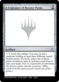 Un-Known Event Playtest Cards A Container of Booster Packs