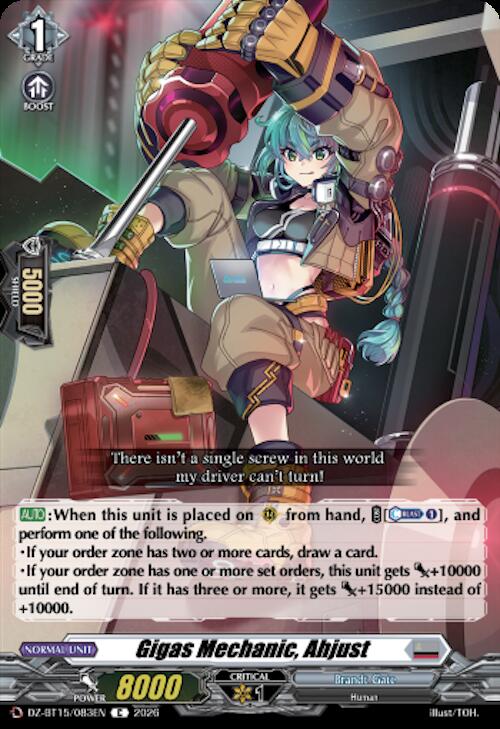 Gigas Mechanic, Ahjust