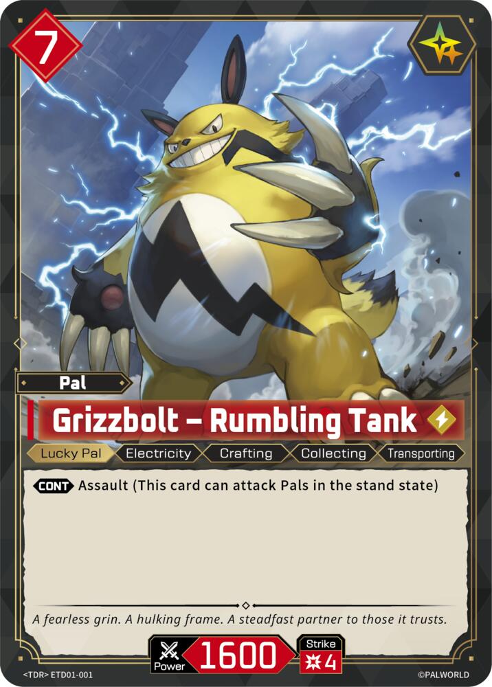 Grizzbolt - Rumbling Tank (TD01: Dawn of Palpagos Red•Blue) — Palworld card