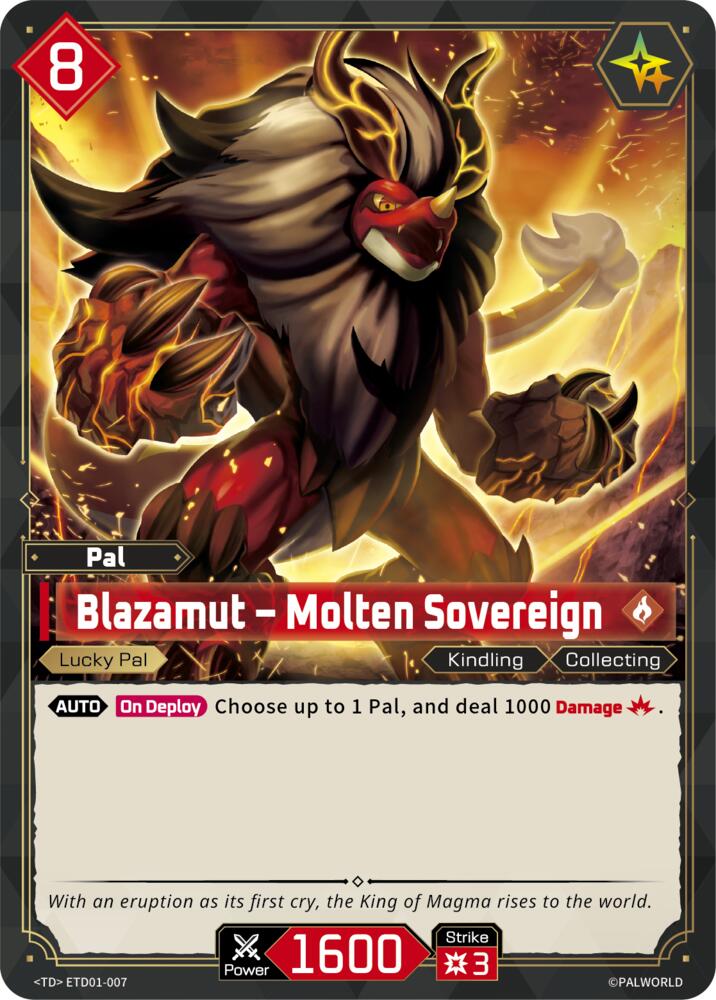 Blazamut - Molten Sovereign (TD01: Dawn of Palpagos Red•Blue) — Palworld card