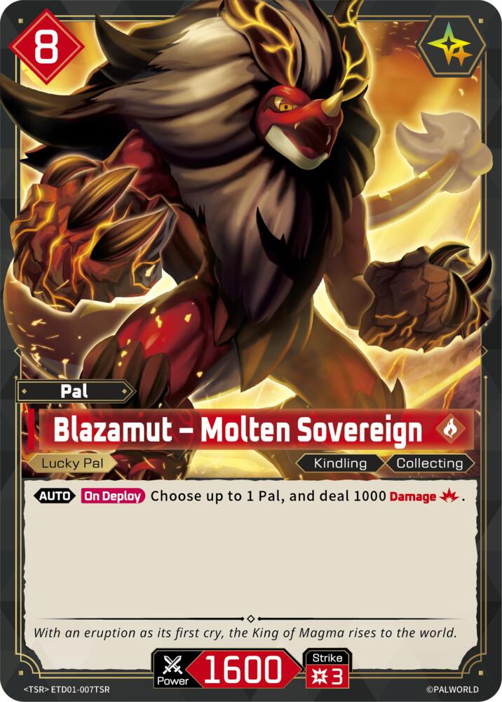 Blazamut - Molten Sovereign (TD01: Dawn of Palpagos Red•Blue) — Palworld card