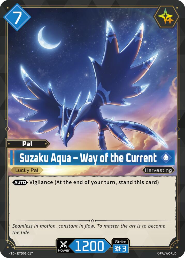 Suzaku Aqua - Way of the Current (TD01: Dawn of Palpagos Red•Blue) — Palworld card