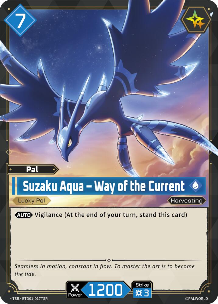 Suzaku Aqua - Way of the Current (TD01: Dawn of Palpagos Red•Blue) — Palworld card